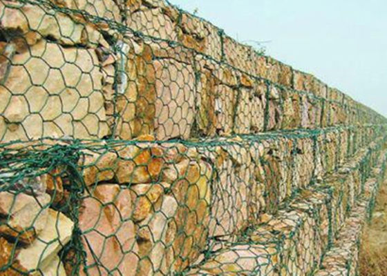 Le PVC a enduit Gabion antiseptique a soudé le fil Mesh Hot Galvanized Dark Green