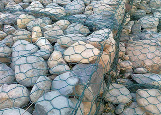 Le PVC a enduit Gabion antiseptique a soudé le fil Mesh Hot Galvanized Dark Green